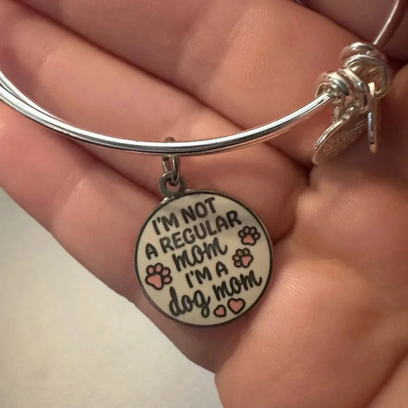 Alex and Ani bracelet “I’m not a regular mom, I’m a dog mom” silver tone EUC - Picture 4 of 4